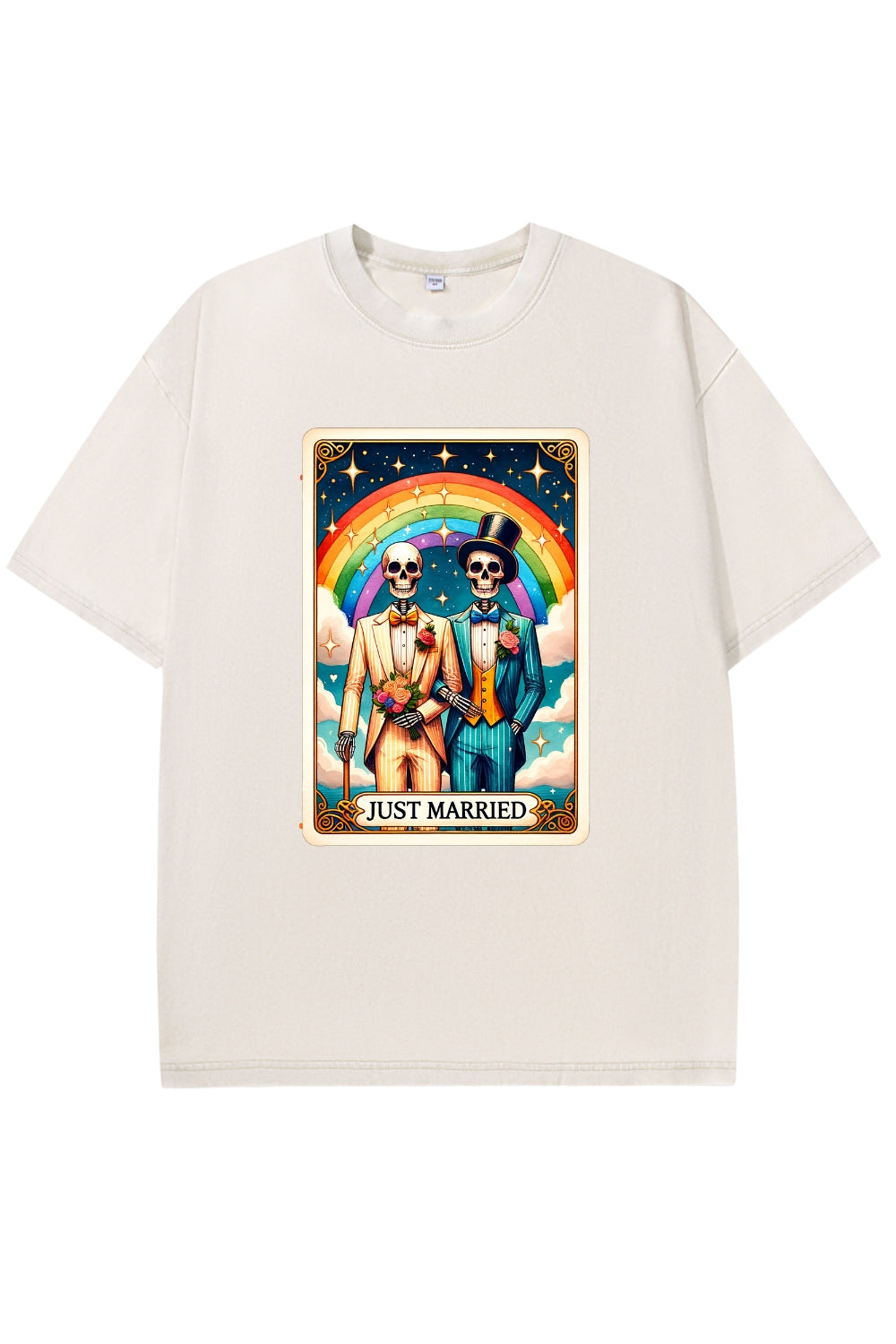 Just Married Funny Tarot Card Washed Tee