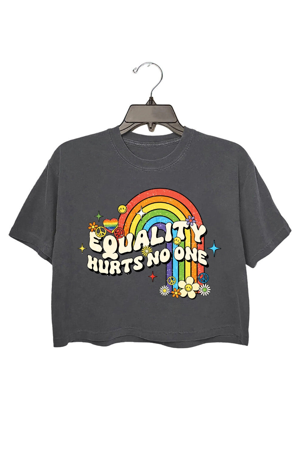 Rainbow Equality Hearts No One Crop Top For Women