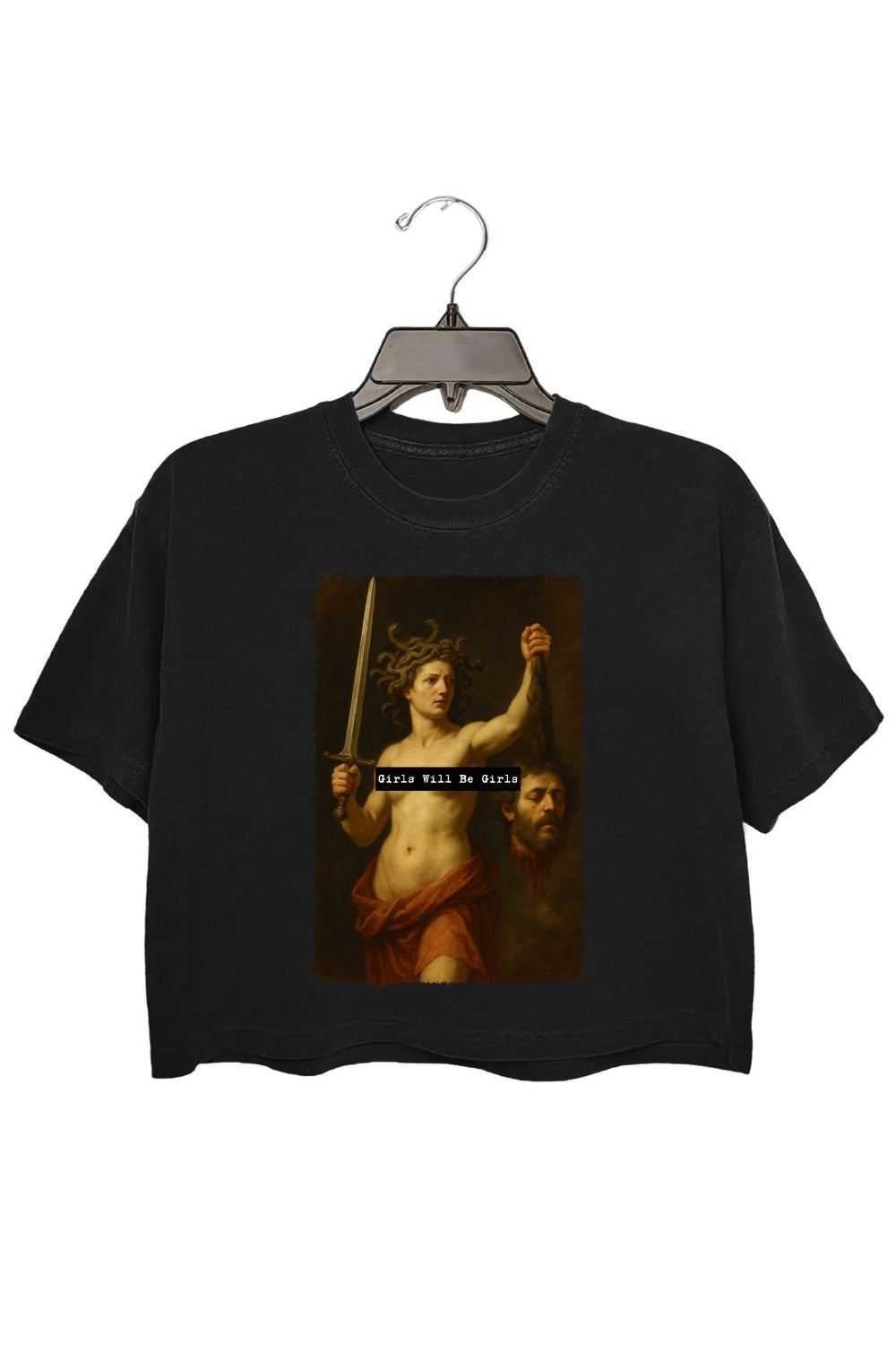 Girls Will Be Girls Medusa With The Head Of Perseus Crop Top For Women