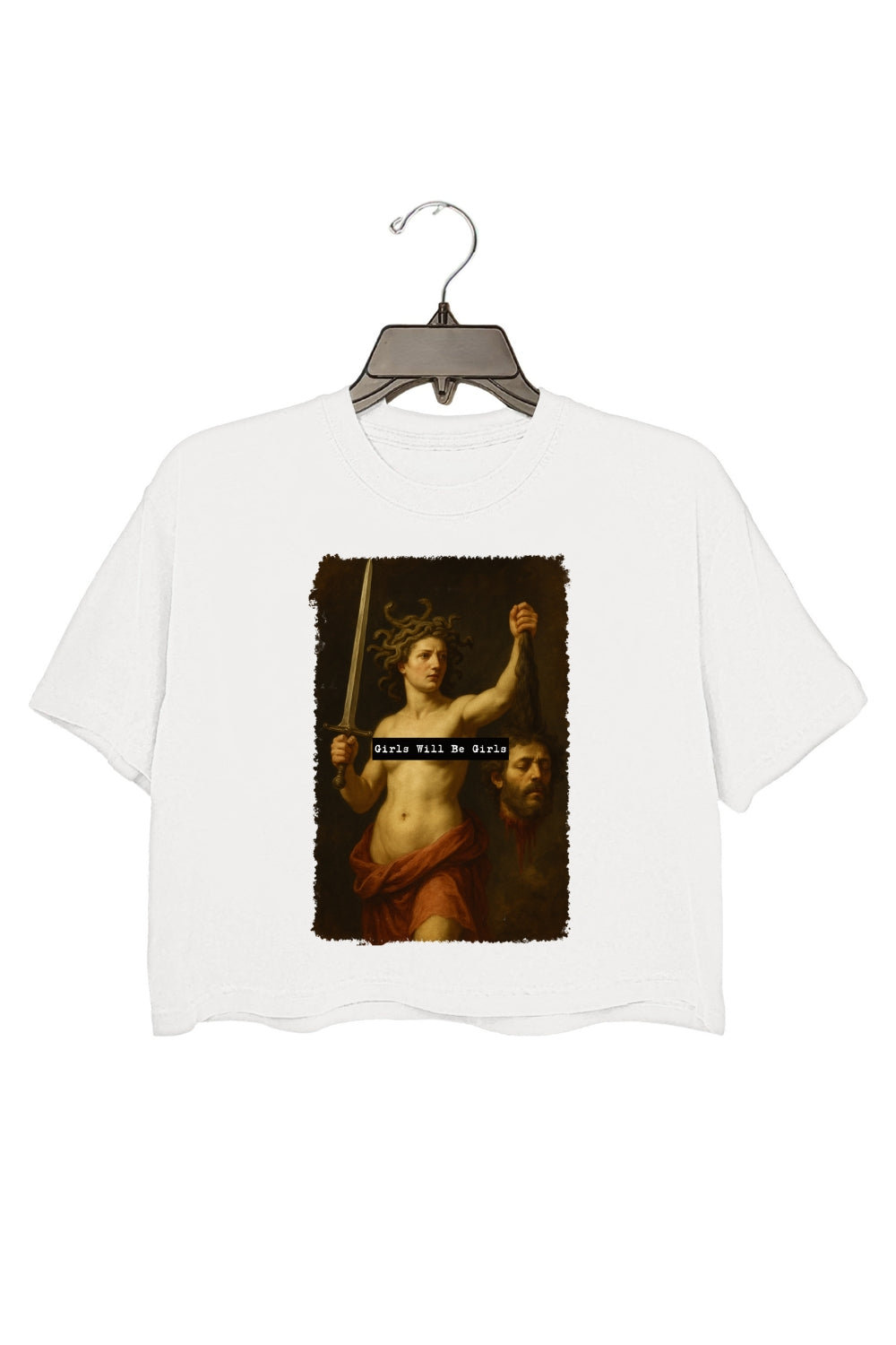 Girls Will Be Girls Medusa With The Head Of Perseus Crop Top For Women