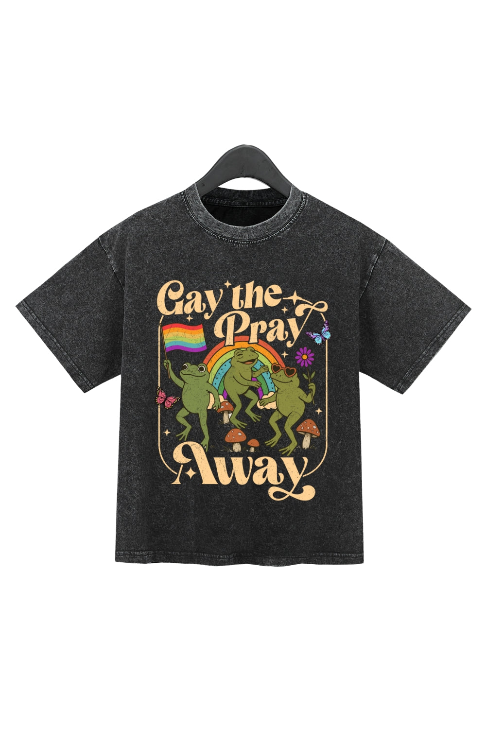 Gay The Pray Away Frog Washed Crop Top For Women