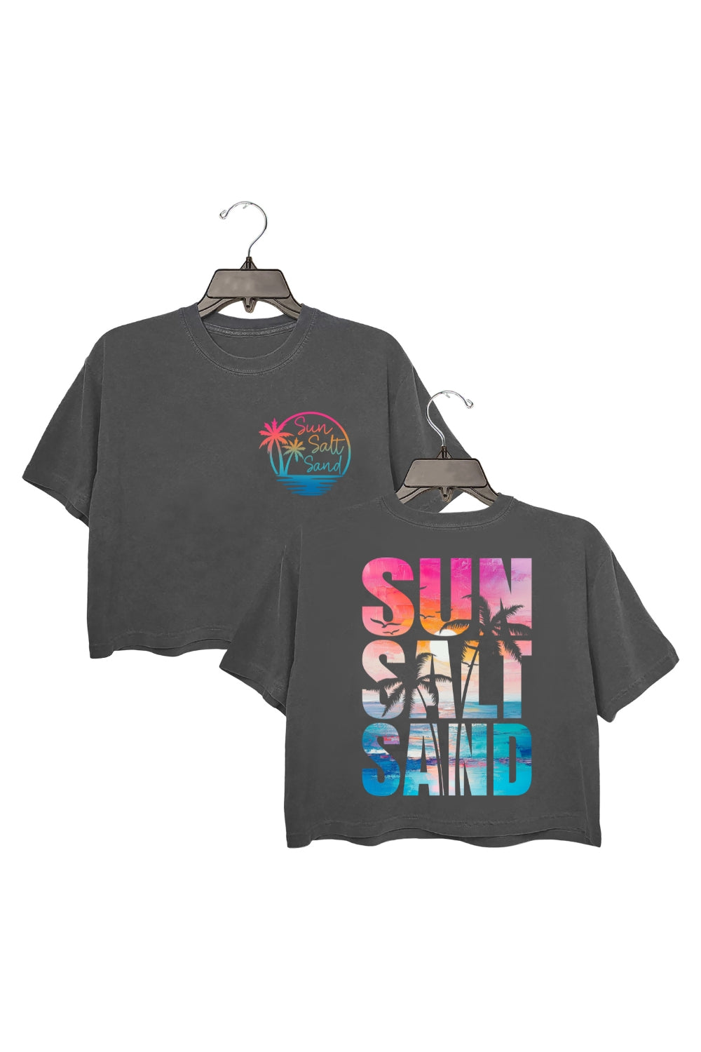 Retro Summer Sun Salt Sand Crop Top For Women
