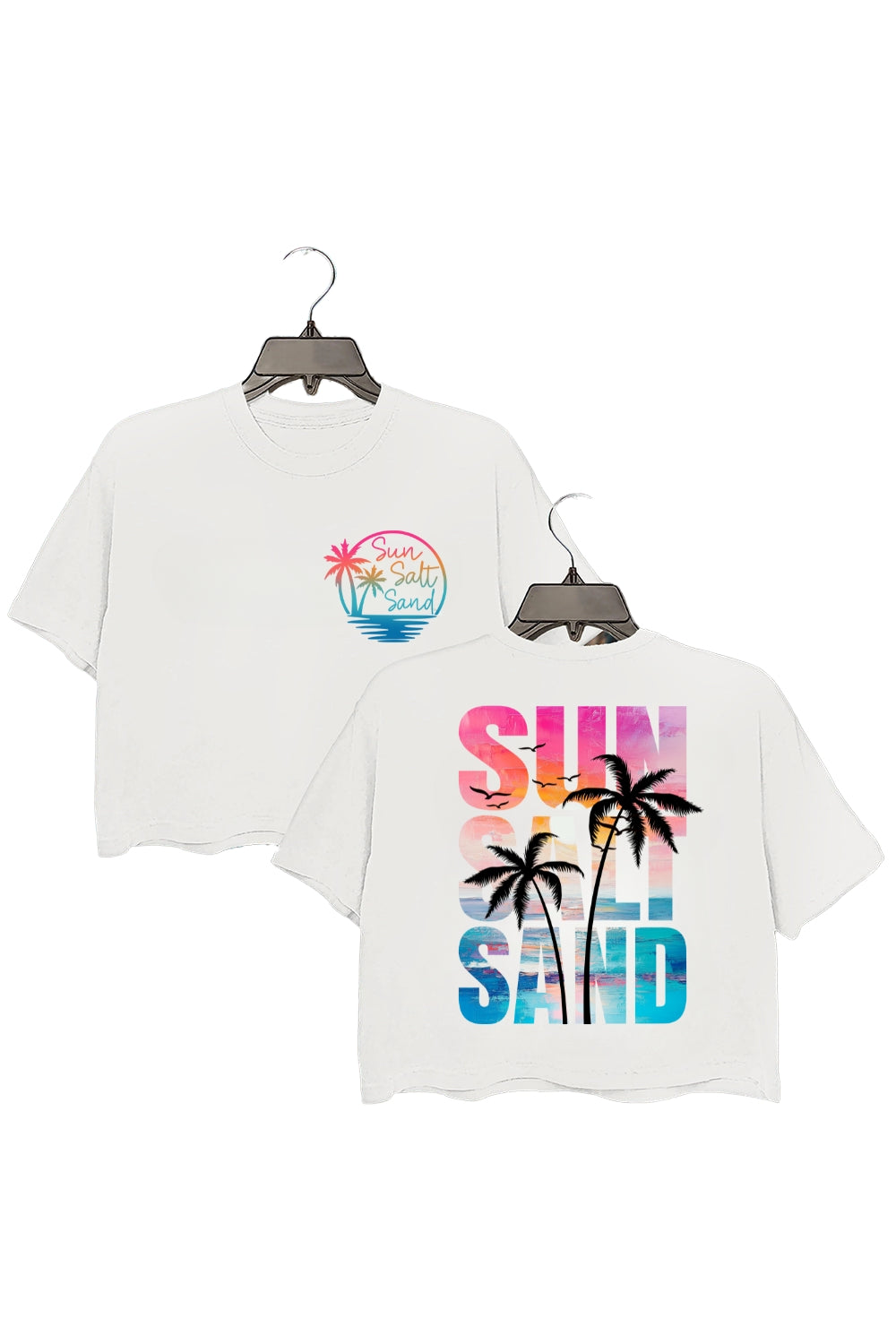 Retro Summer Sun Salt Sand Crop Top For Women