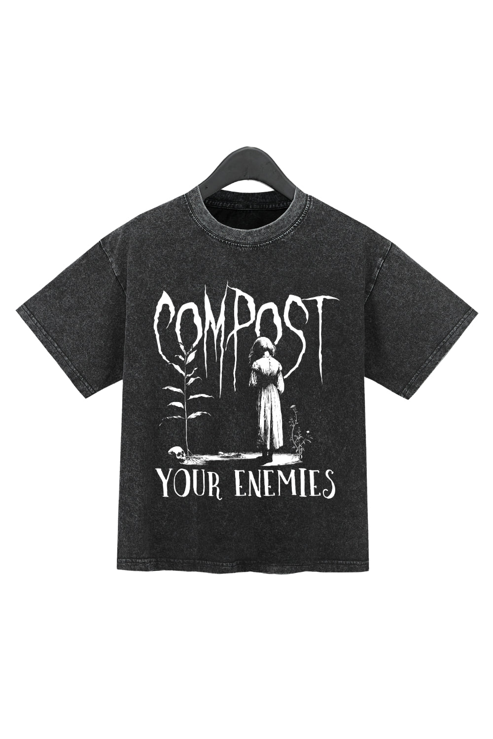 Retro Compost Your Enemies Washed Crop Top For Women