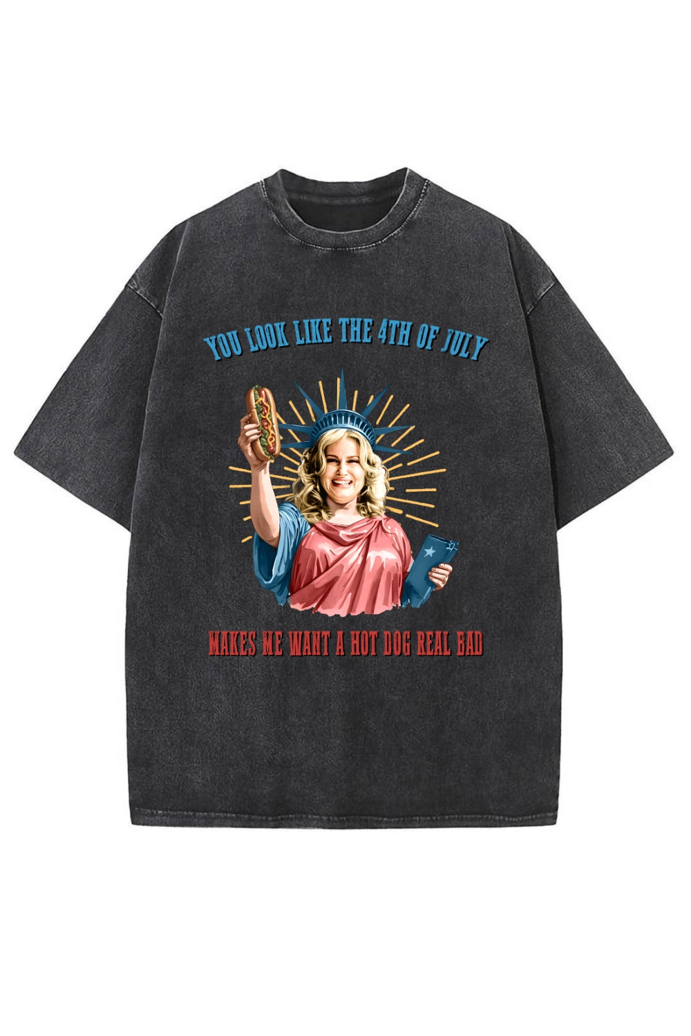 4th Of July Makes Me Want A Hot Dog Vintage Washed Tee