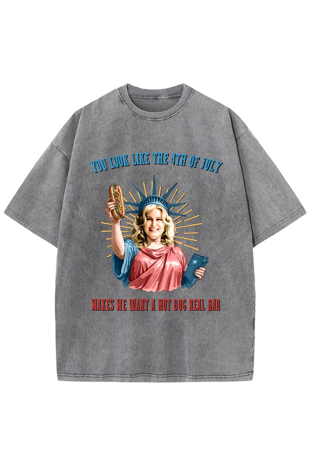 4th Of July Makes Me Want A Hot Dog Vintage Washed Tee