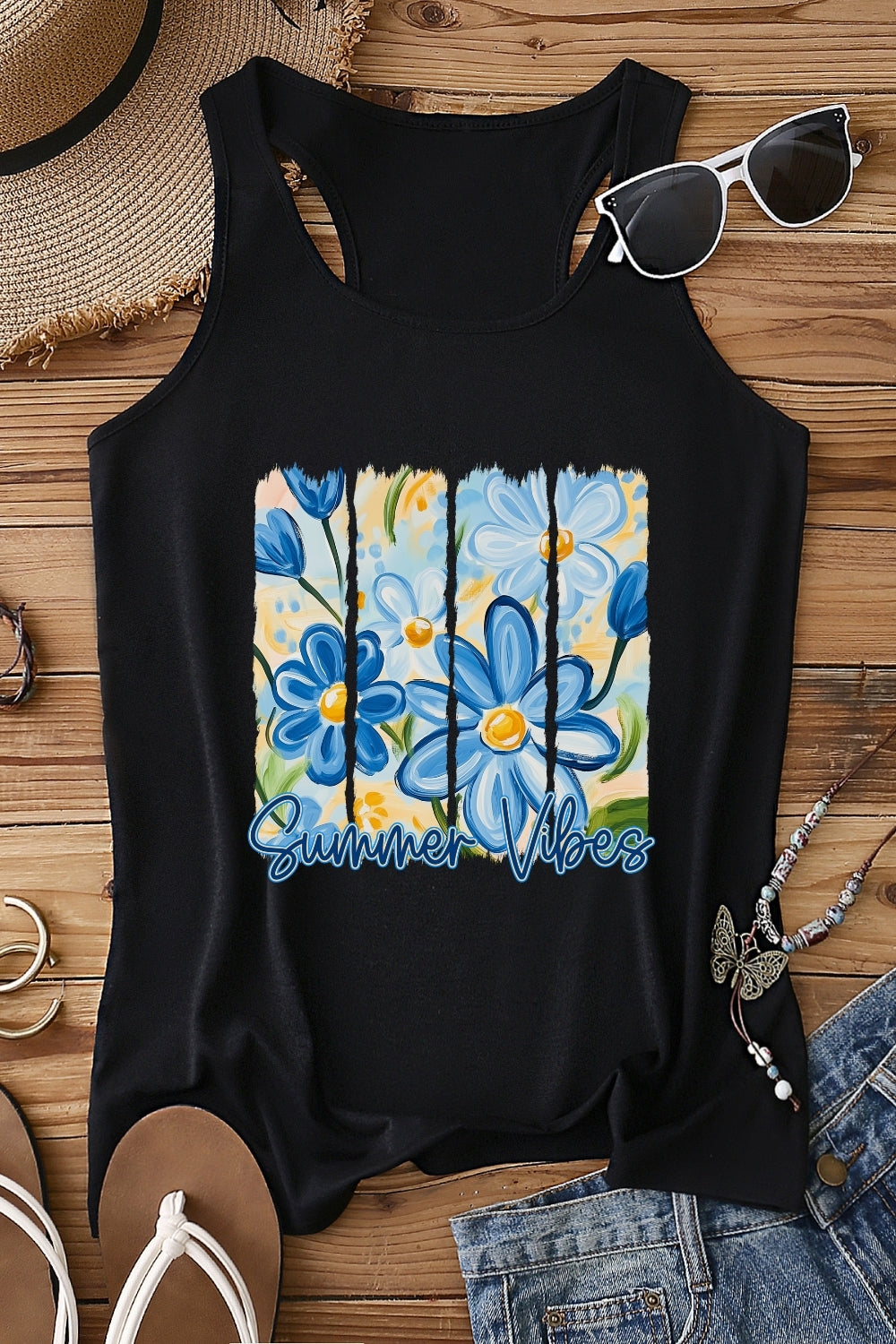 Summer Vibes Floral Tank Top For Women