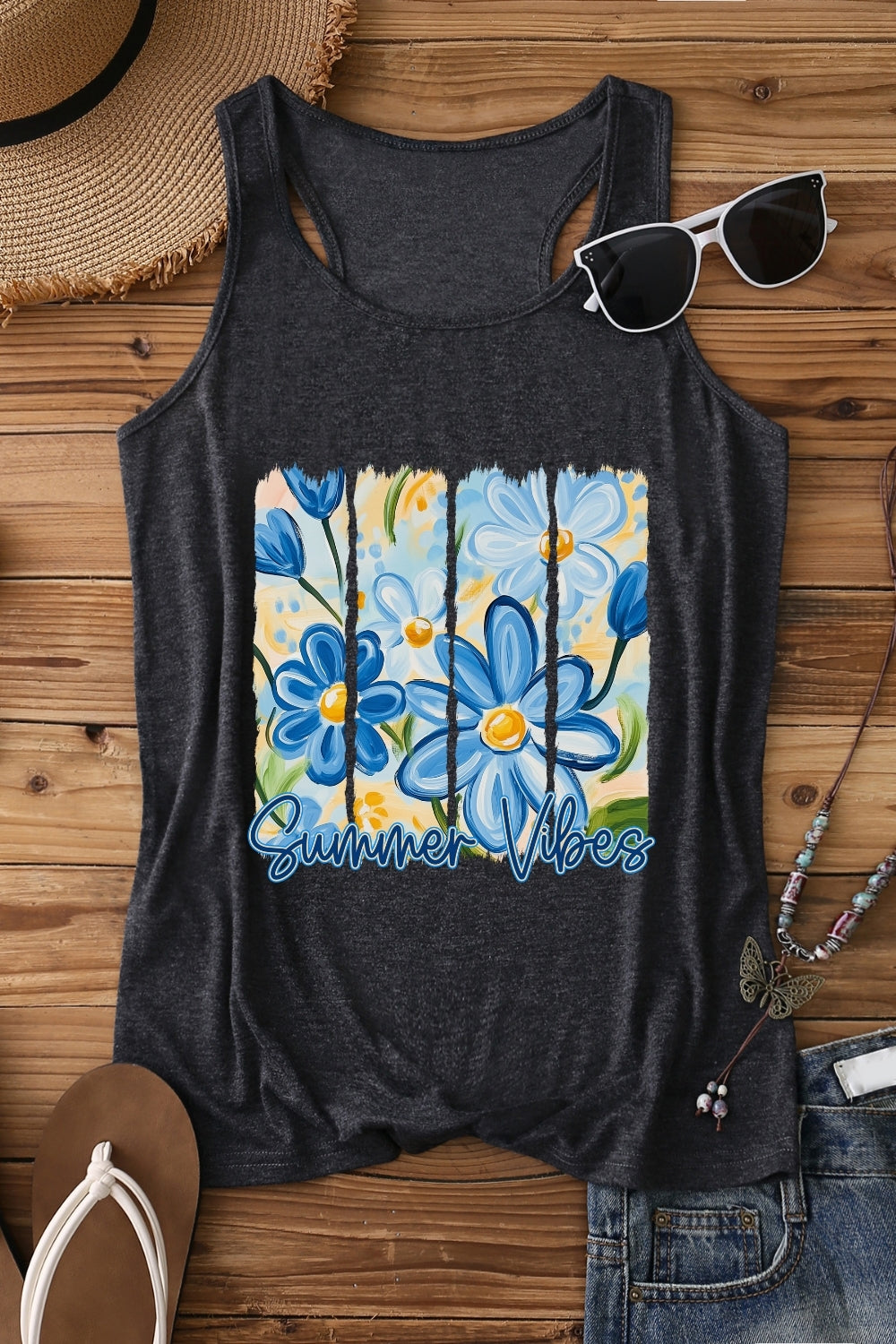 Summer Vibes Floral Tank Top For Women