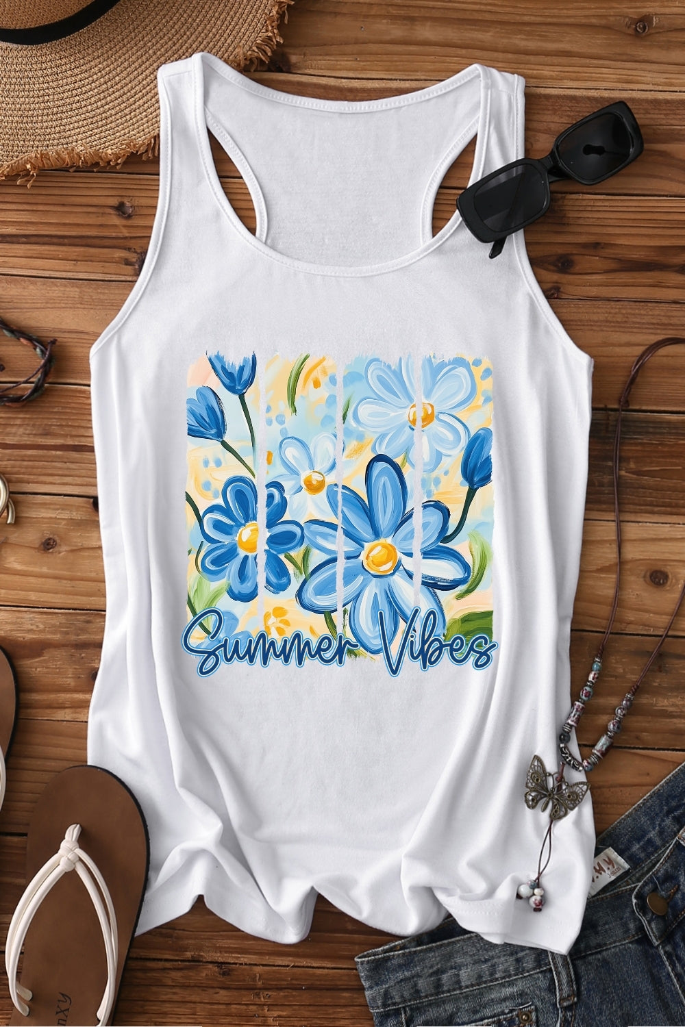 Summer Vibes Floral Tank Top For Women