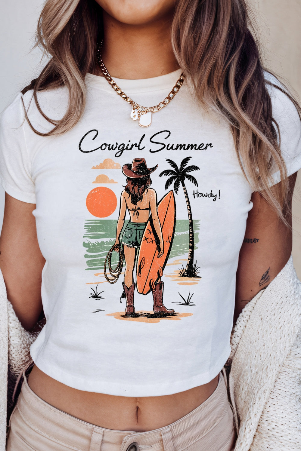 Coastal Cowgirl Summer Y2K Baby Tee