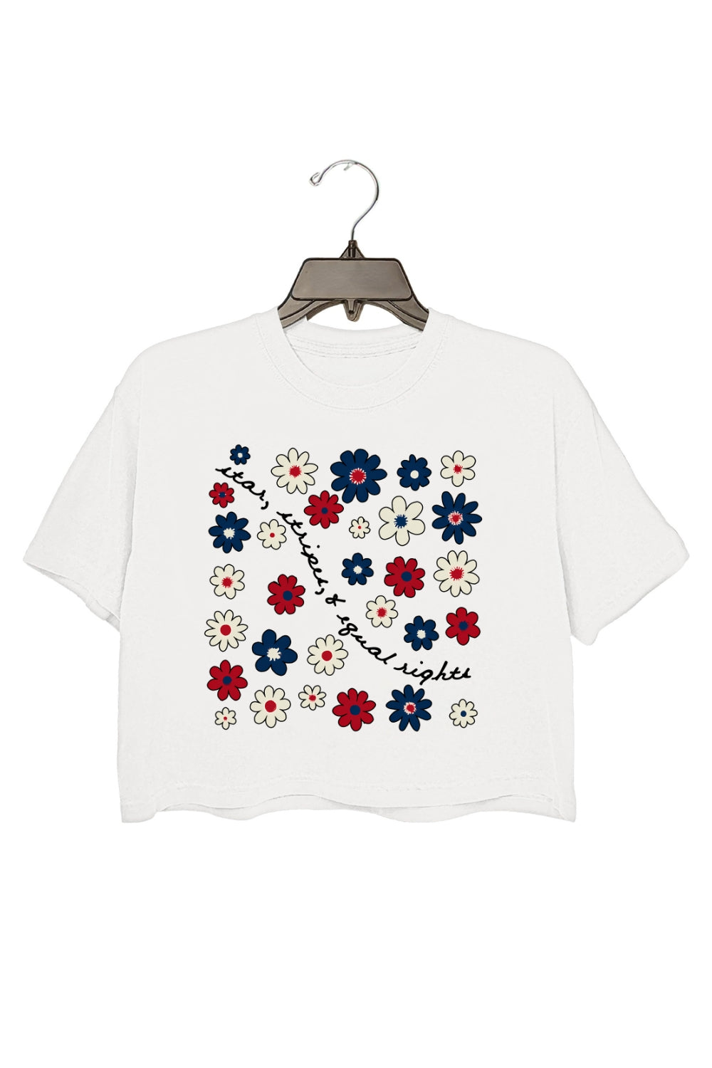 Equal Rights 4th Of July Flowers Crop Top For Women