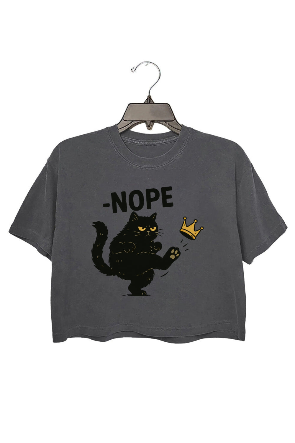 No Kings In America Black Cat Crop Top For Women