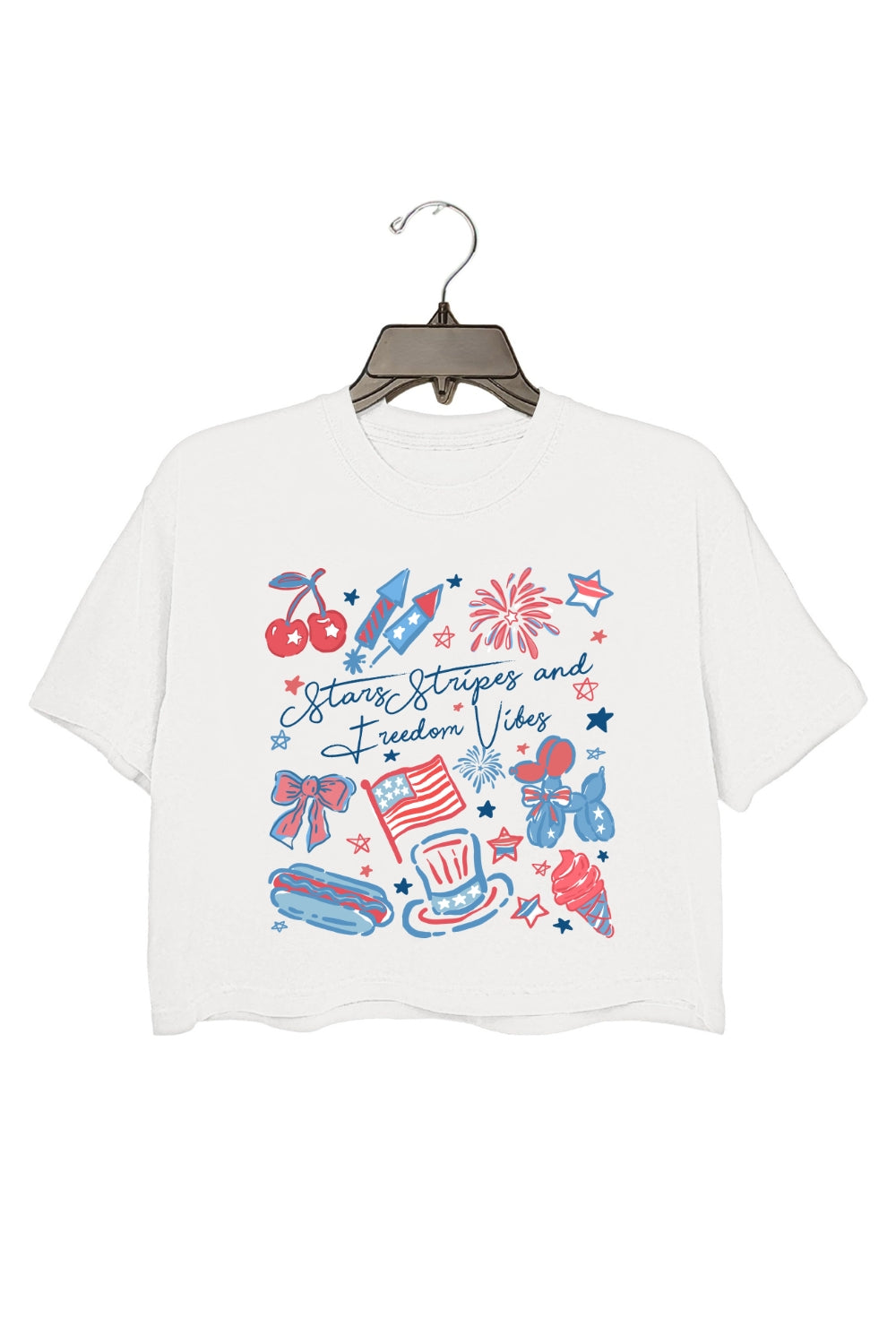 Stars Stipes and Freedom Vibes Crop Top For Women