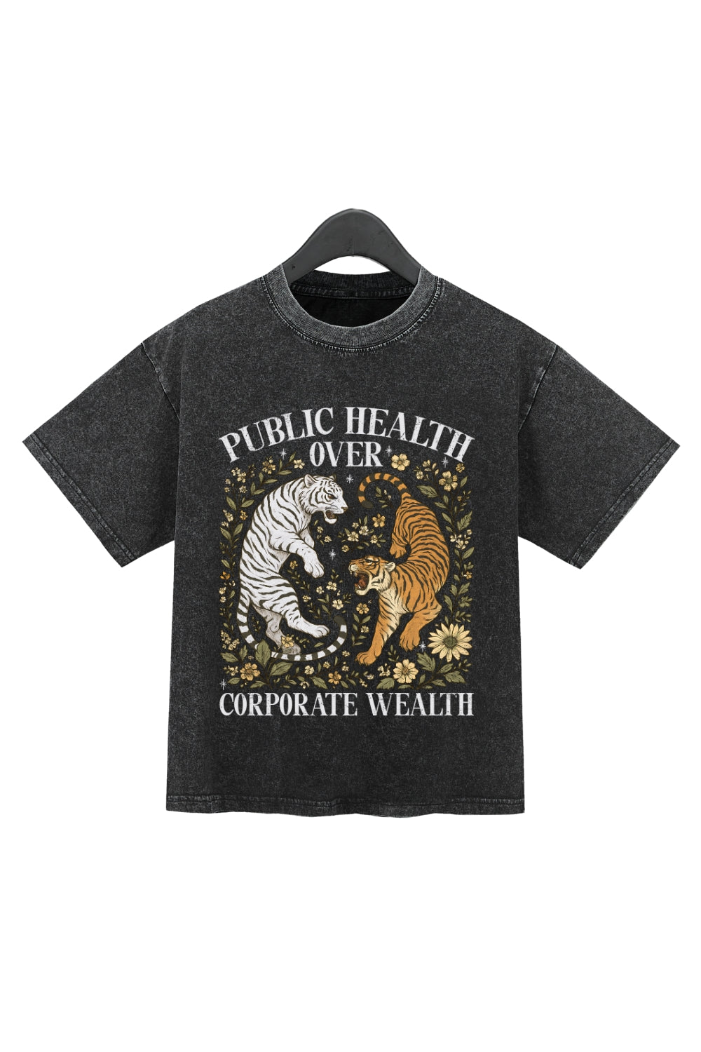 Public Health Over Corporate Wealth Washed Crop Top For Women
