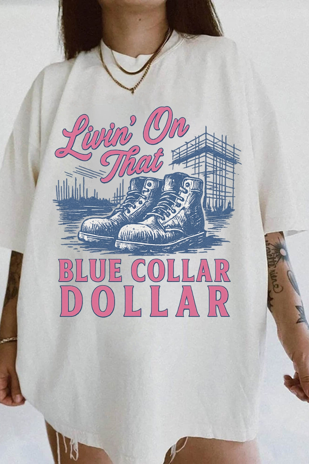 Living On That Blue Collar Dollar Tee For Women