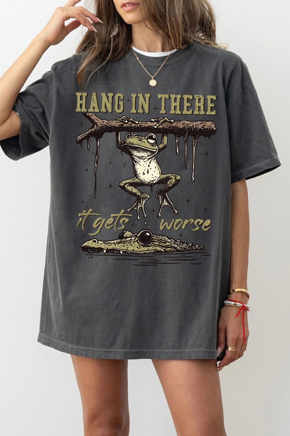 Hang in There It Gets Worse Frog Tee For Women