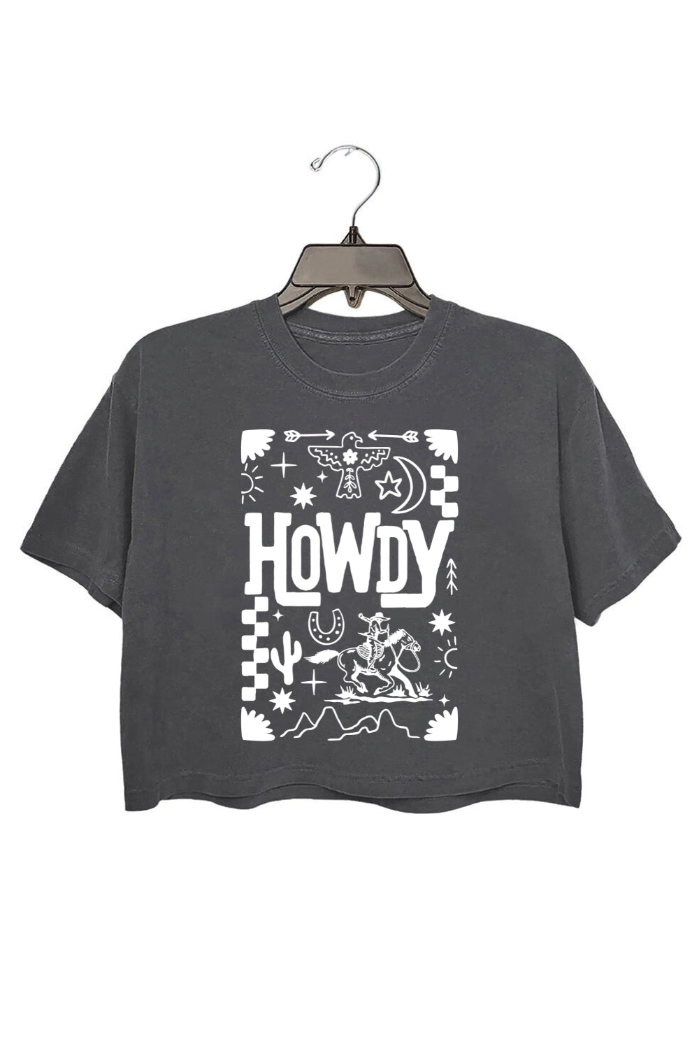 Howdy Cowboy Retro Floral Western Crop Top For Women
