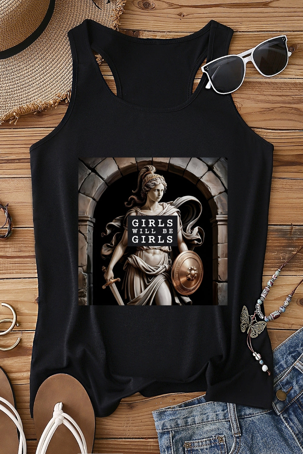 Girls Will Be Girls Medusaa With The Head Feminism Tank Top For Women