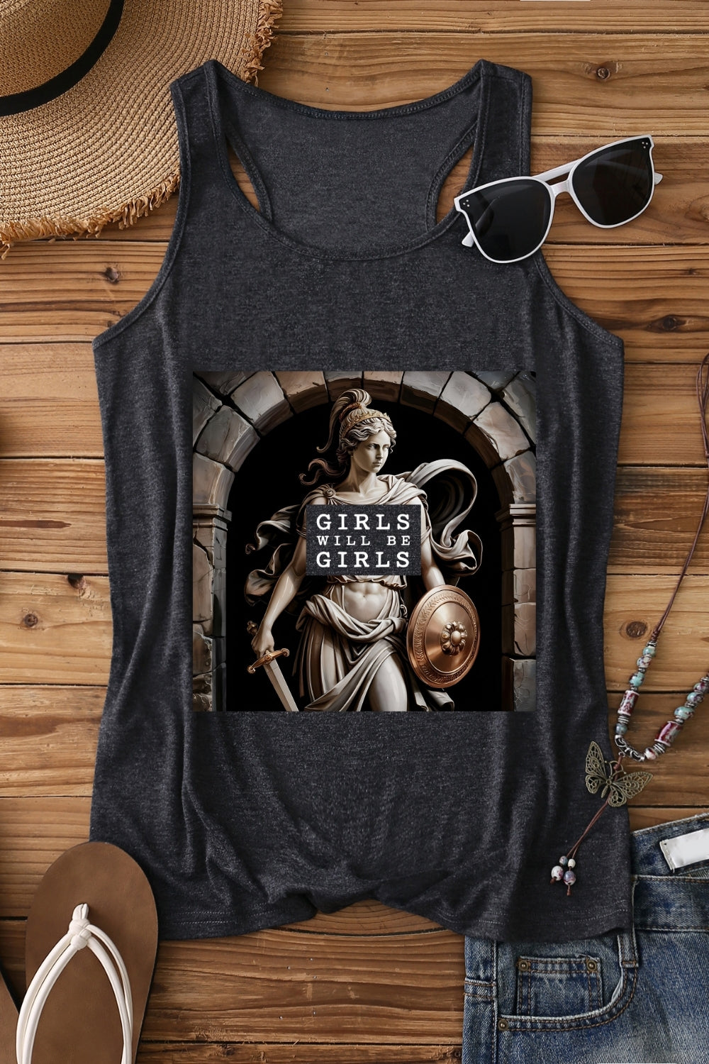 Girls Will Be Girls Medusaa With The Head Feminism Tank Top For Women