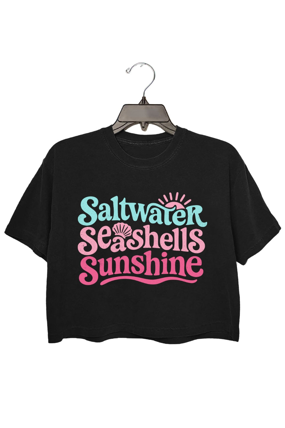 Saltwater Seashell Sunshine Summer Crop Top For Women