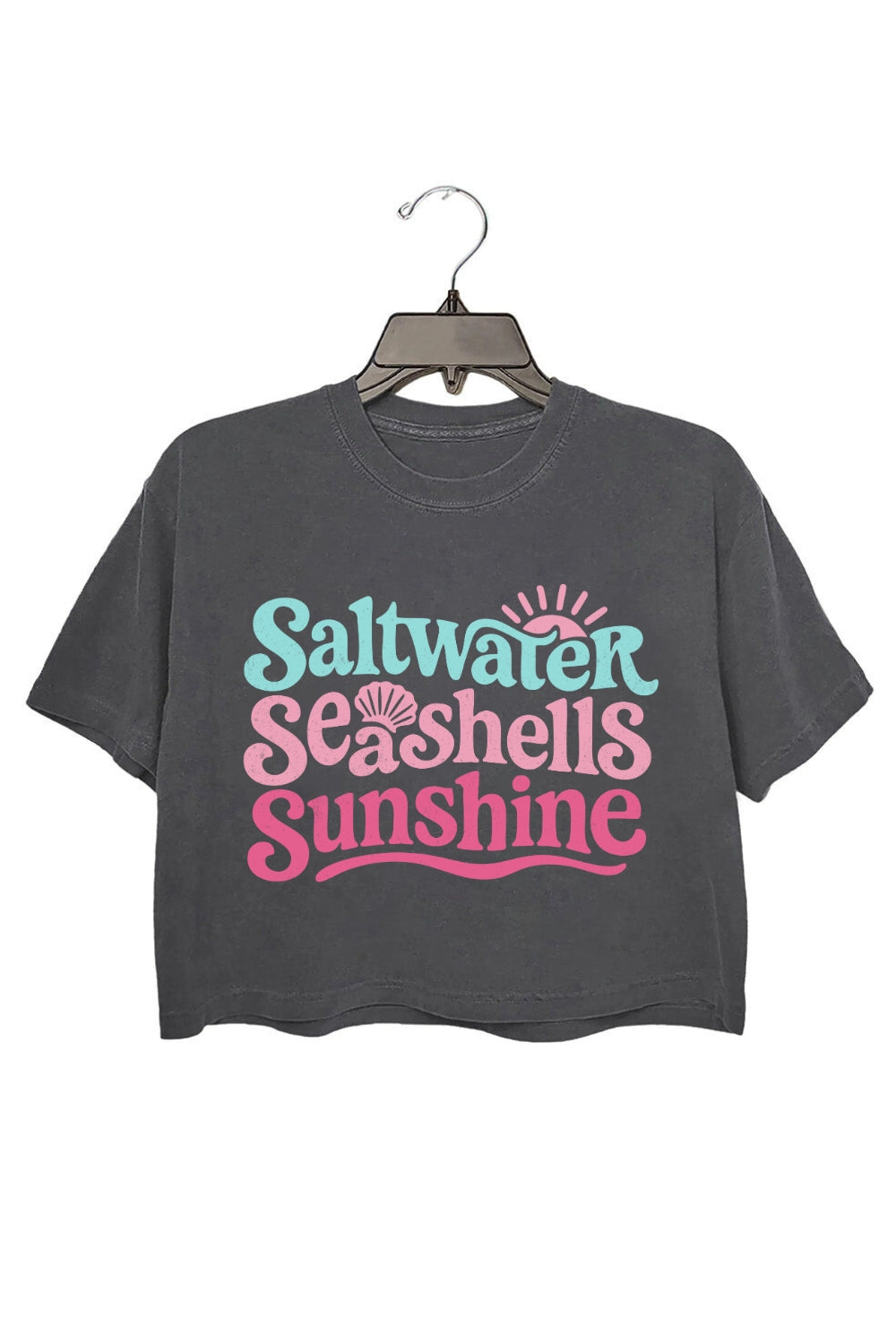 Saltwater Seashell Sunshine Summer Crop Top For Women