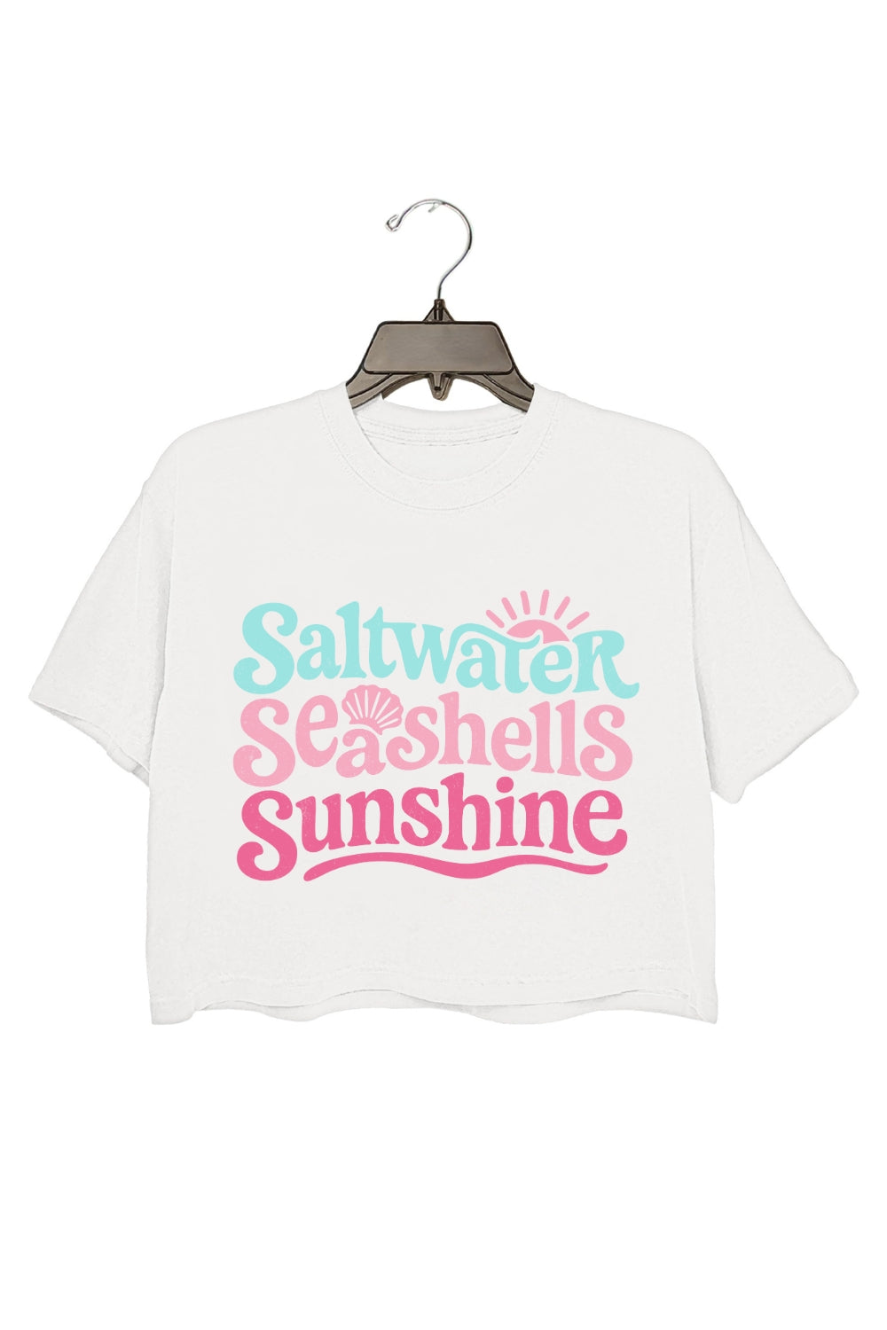 Saltwater Seashell Sunshine Summer Crop Top For Women