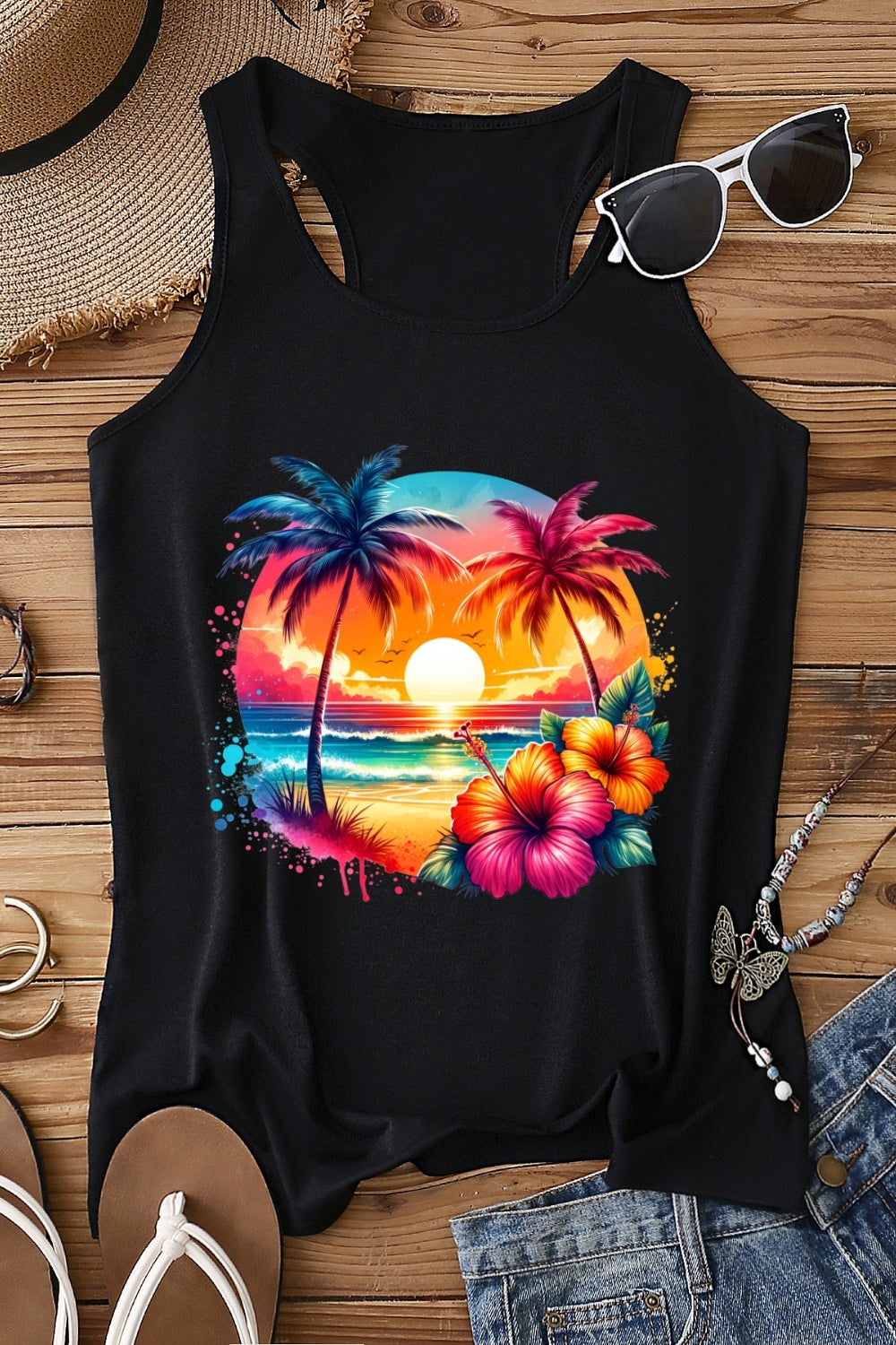 Summer Beach Palm Trees Tank Top For Women