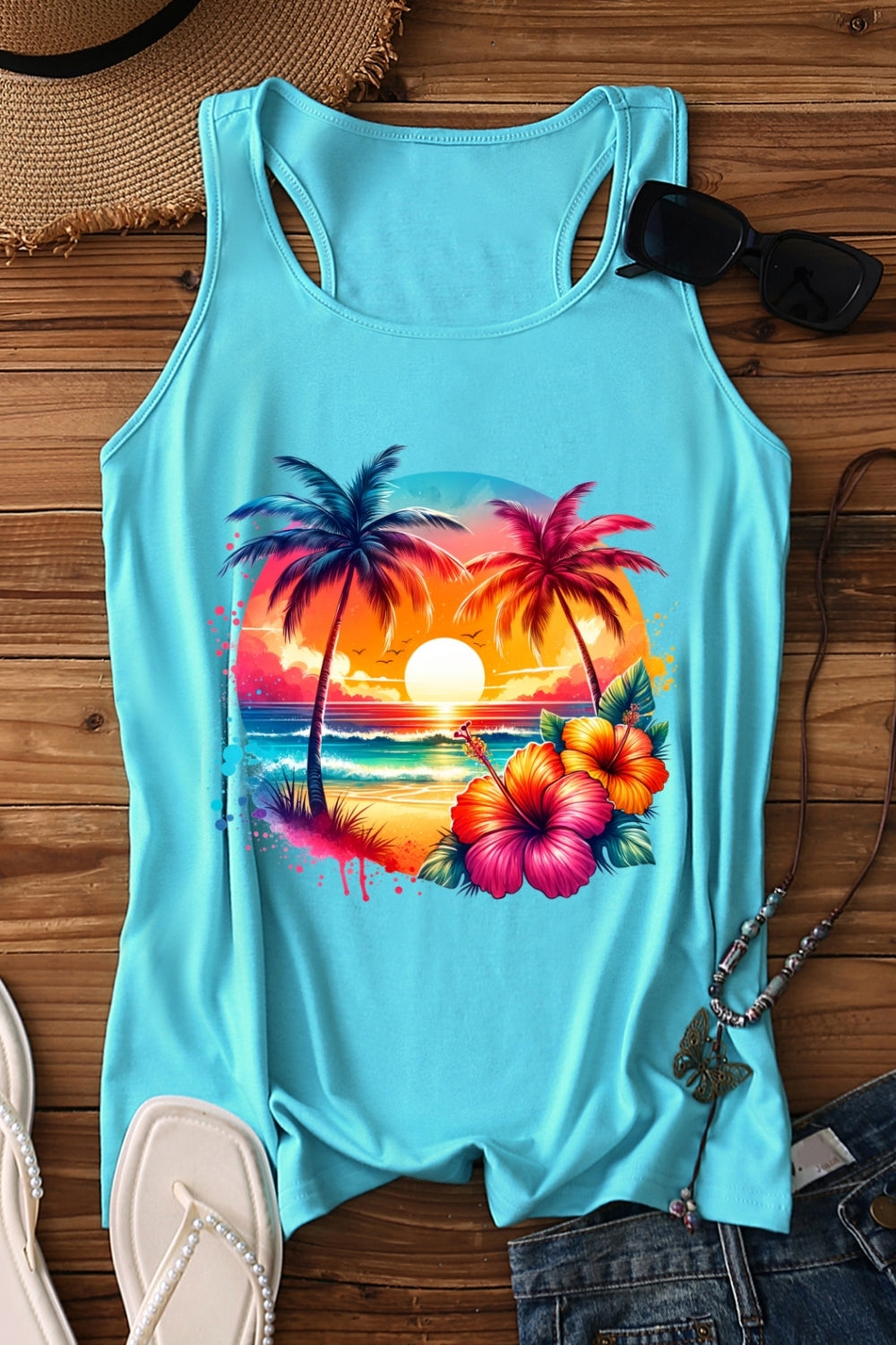 Summer Beach Palm Trees Tank Top For Women
