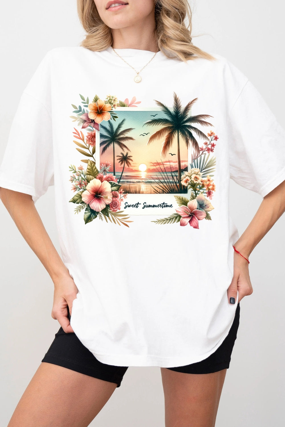 Sweet Summer Time Beach Sunset Tee For Women