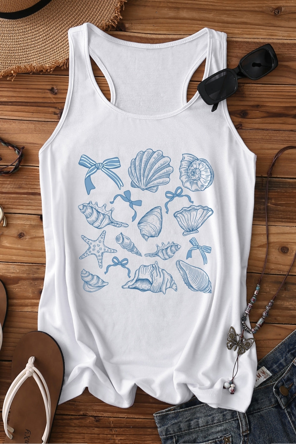 Coquette Seashell Summer Tank Top For Women