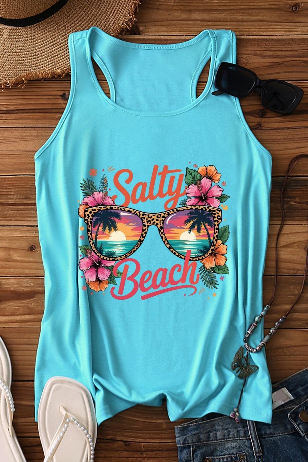 Salty Beach Sunglasses Tank Top For Women