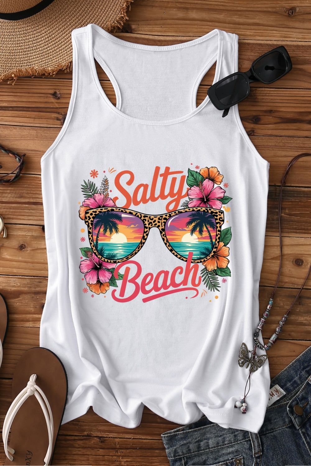 Salty Beach Sunglasses Tank Top For Women