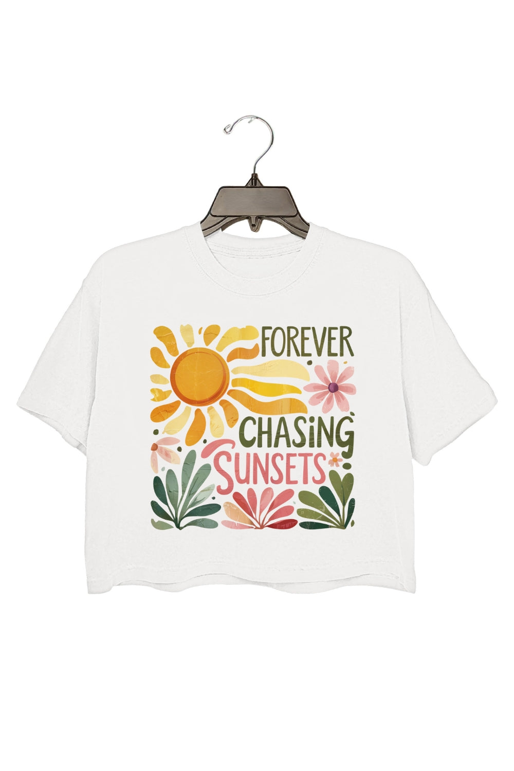 Forever Chasing Sunsets Watercolor Crop Top For Women