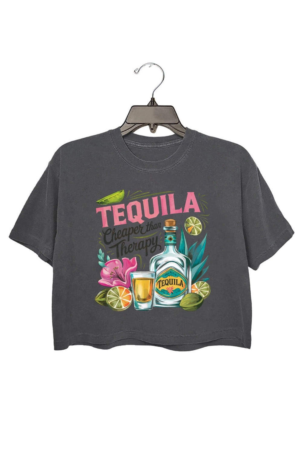 Tequila Cheaper Than Therapy Crop Top For Women