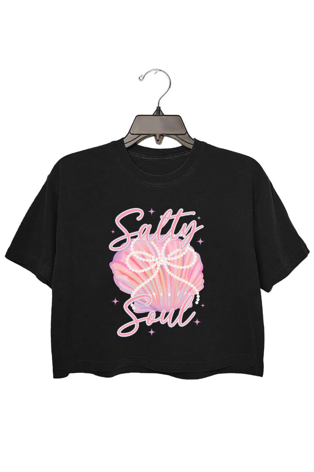 Clam Pearl Bow Salty Soul Crop Top For Women