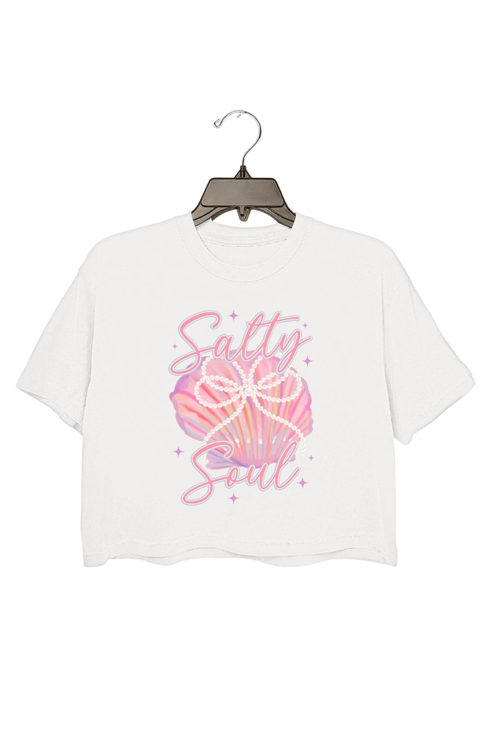 Clam Pearl Bow Salty Soul Crop Top For Women