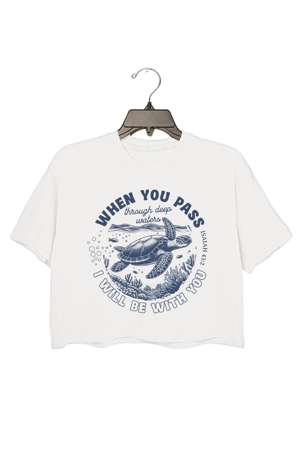 When You Go Through Waters Sea Turtle Crop Top For Women