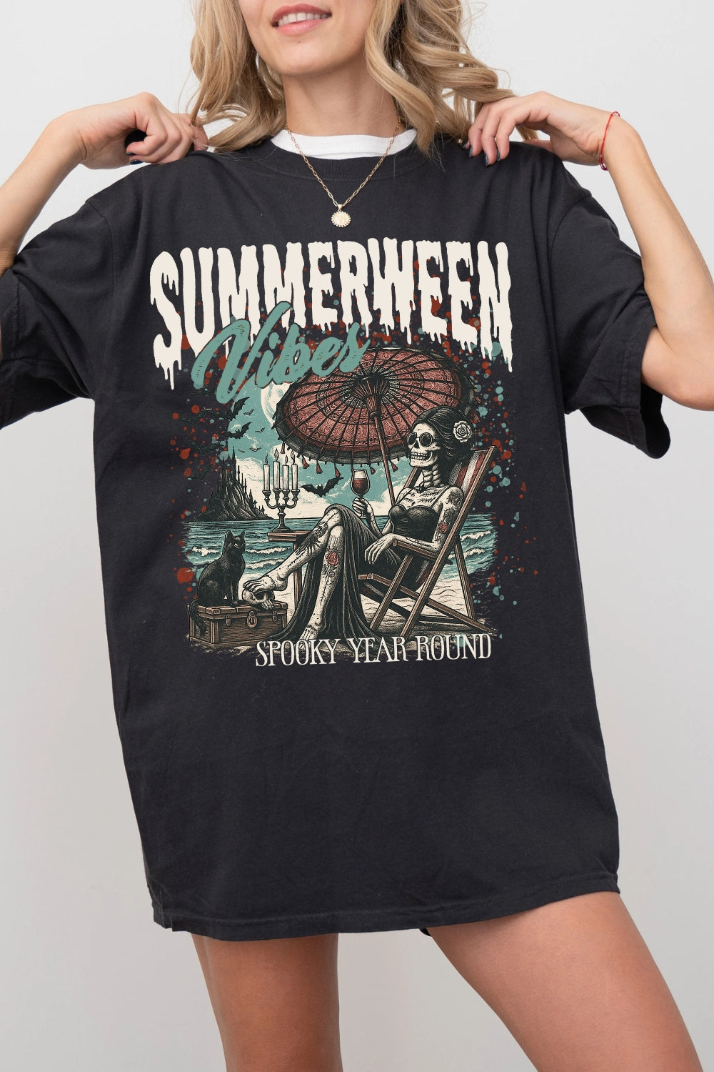 Summerween Vibes Spooky Year Round Tee For Women