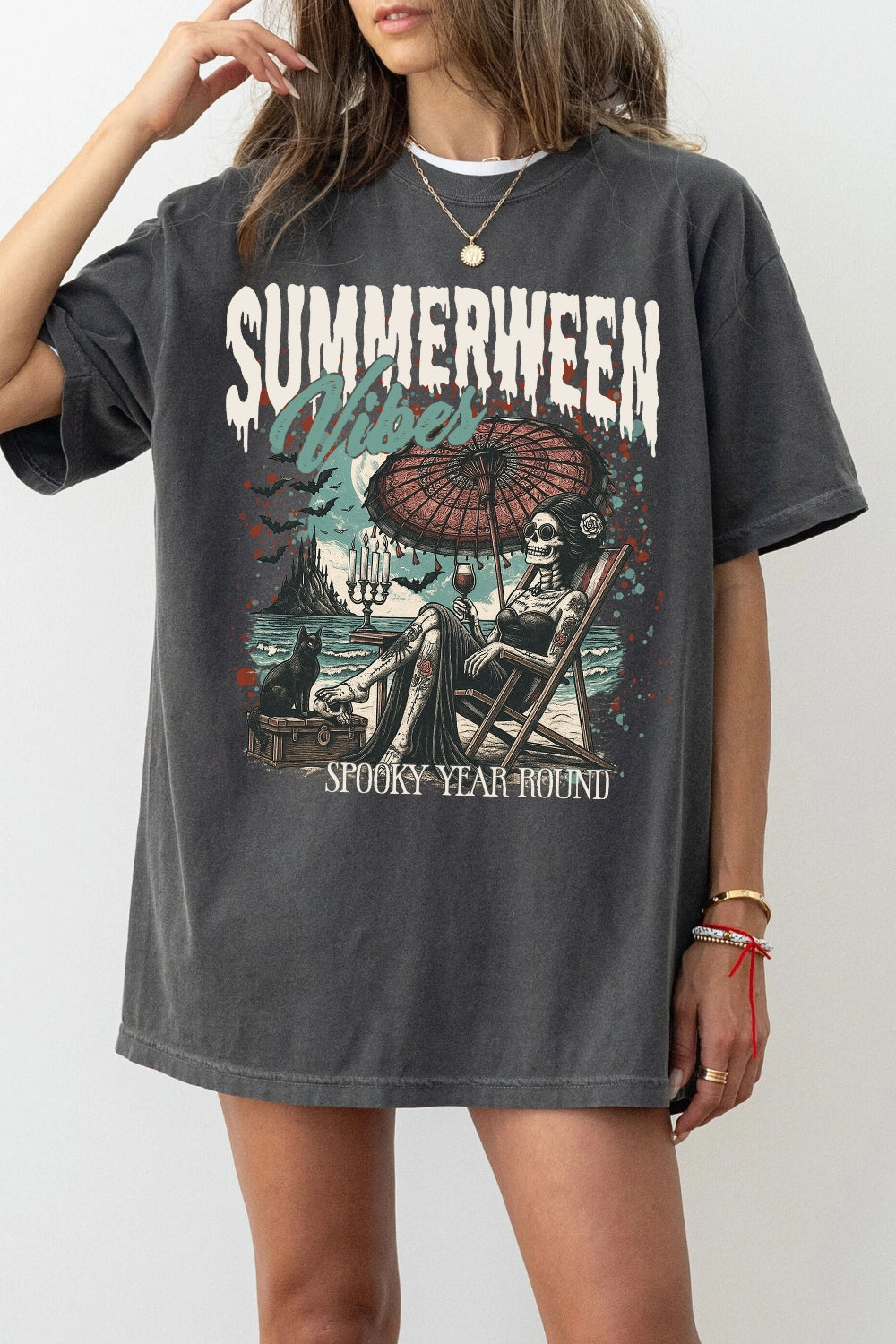 Summerween Vibes Spooky Year Round Tee For Women