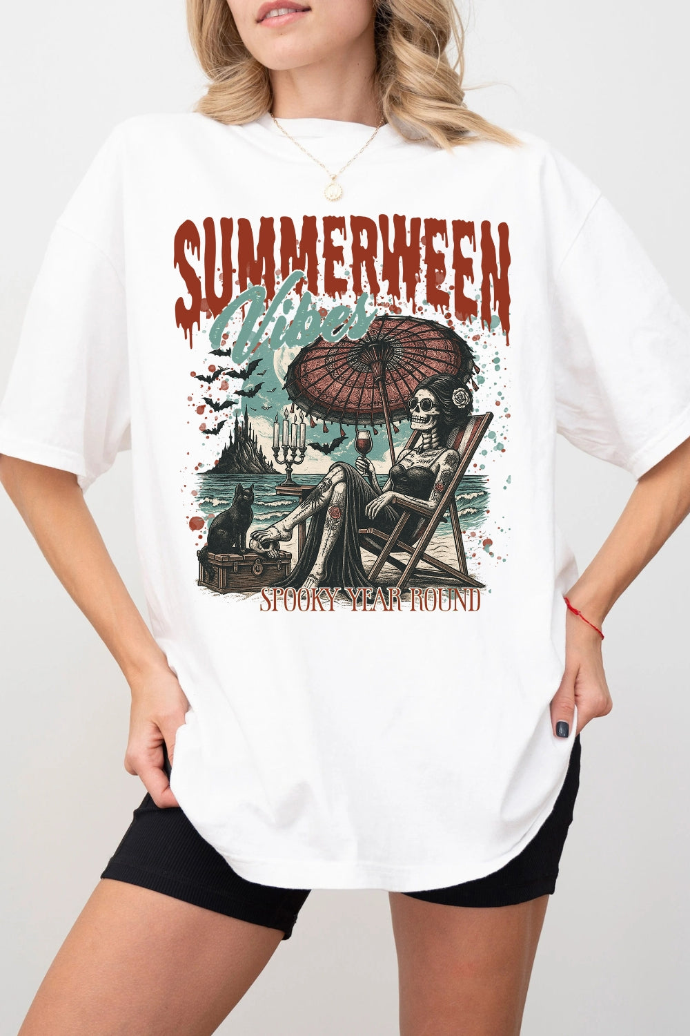Summerween Vibes Spooky Year Round Tee For Women