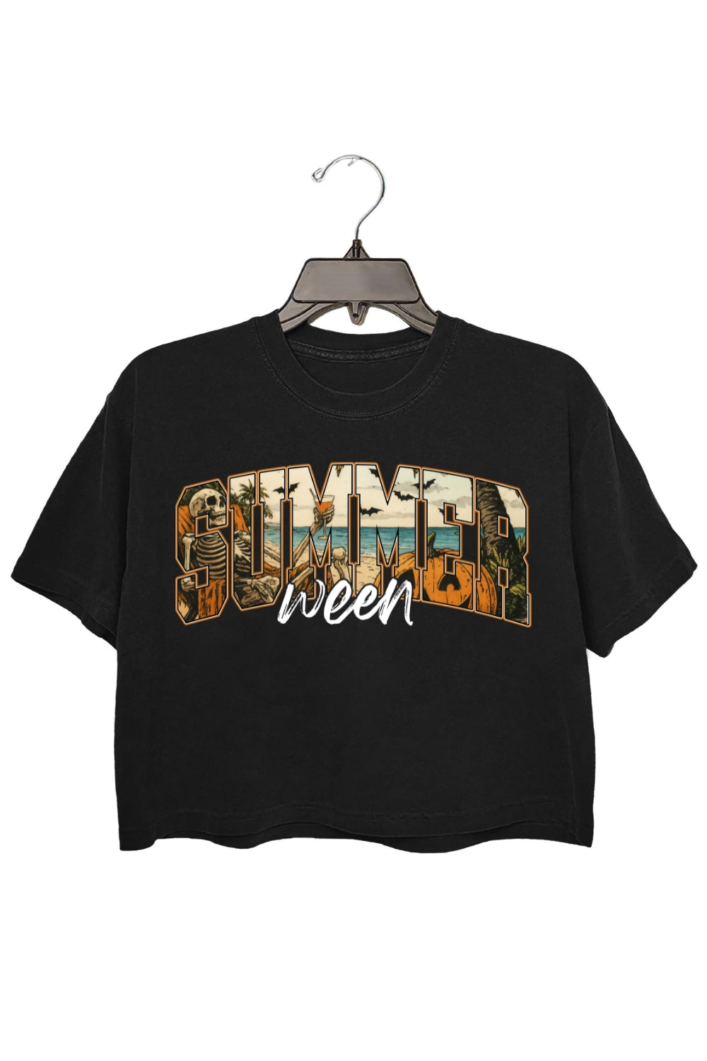 Summerween Horror Beach Vibes Crop Top For Women