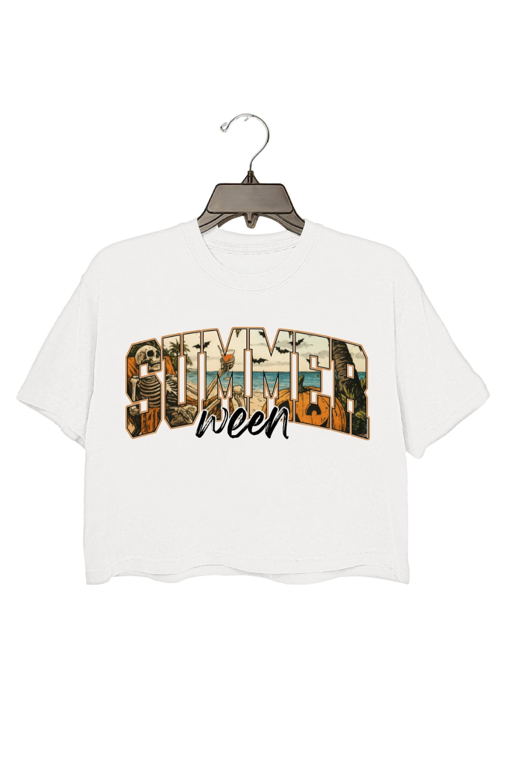 Summerween Horror Beach Vibes Crop Top For Women