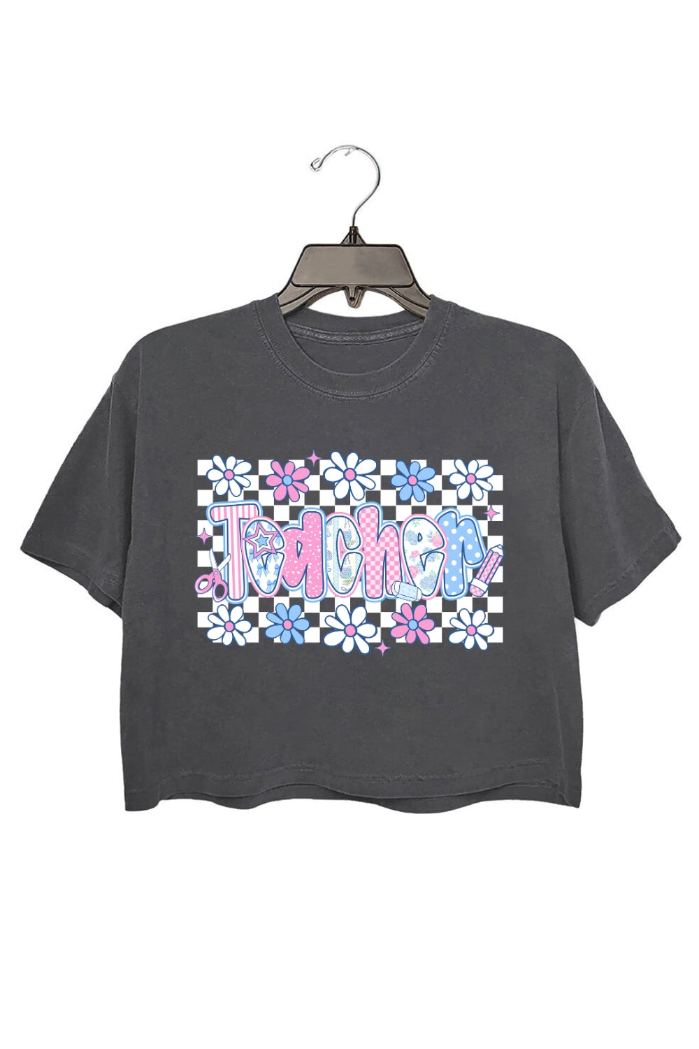 Preppy Floral Teacher Crop Top For Women