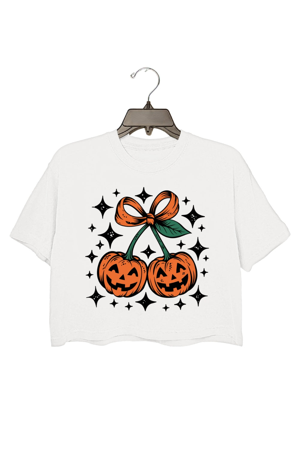 Retro Pumpkin Cherries Halloween Crop Top For Women