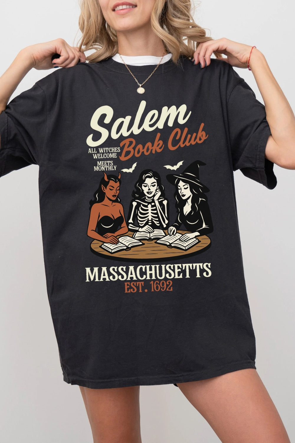 Salem Witches Book Club Halloween Tee For Women
