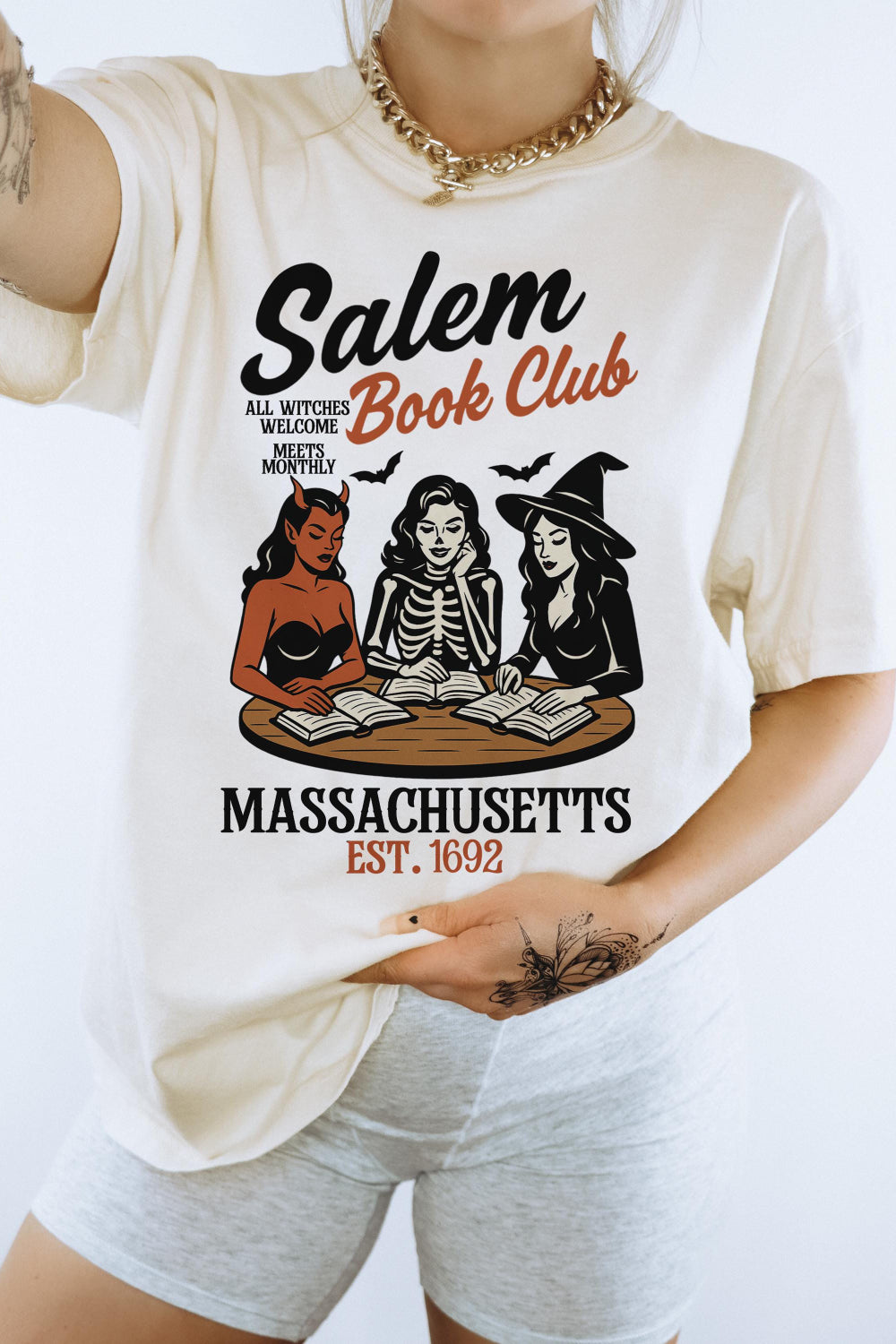 Salem Witches Book Club Halloween Tee For Women