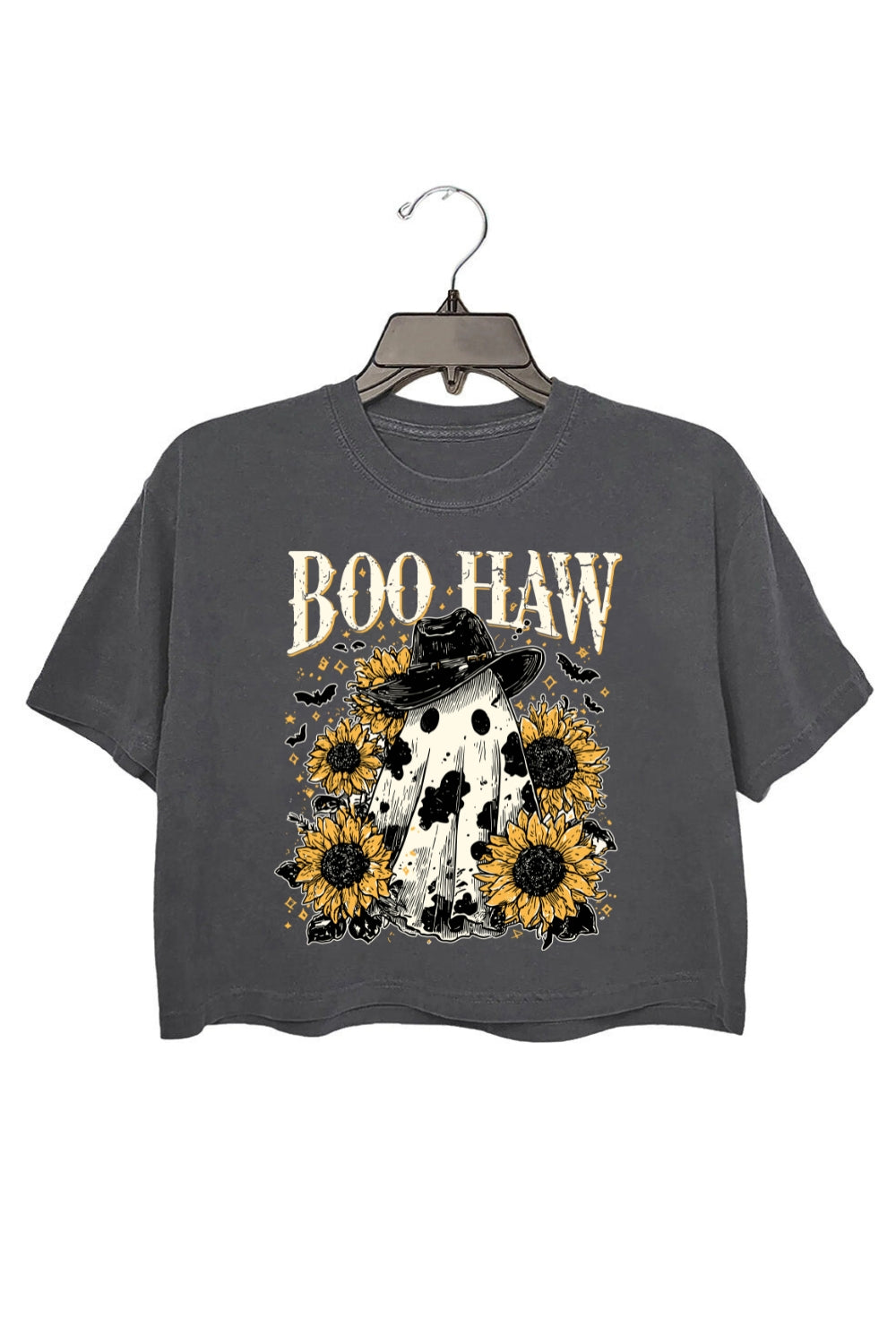 Boo Haw Cow Spot Ghost Western Crop Top For Women