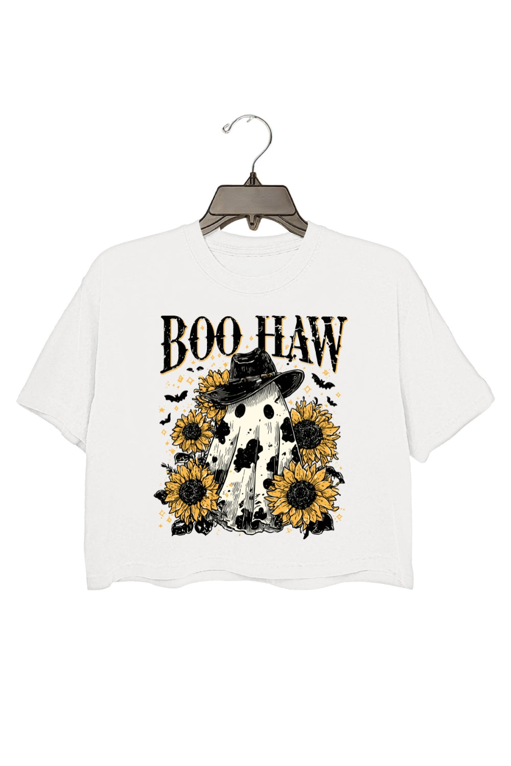 Boo Haw Cow Spot Ghost Western Crop Top For Women