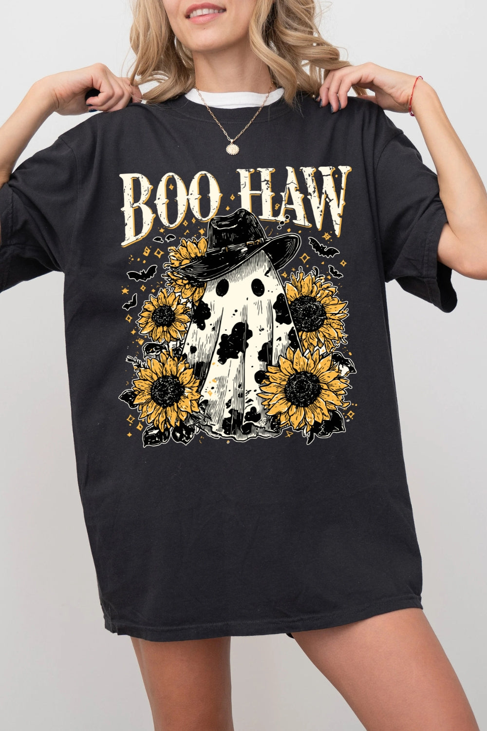 Boo Haw Cow Spot Ghost Western Tee For Women