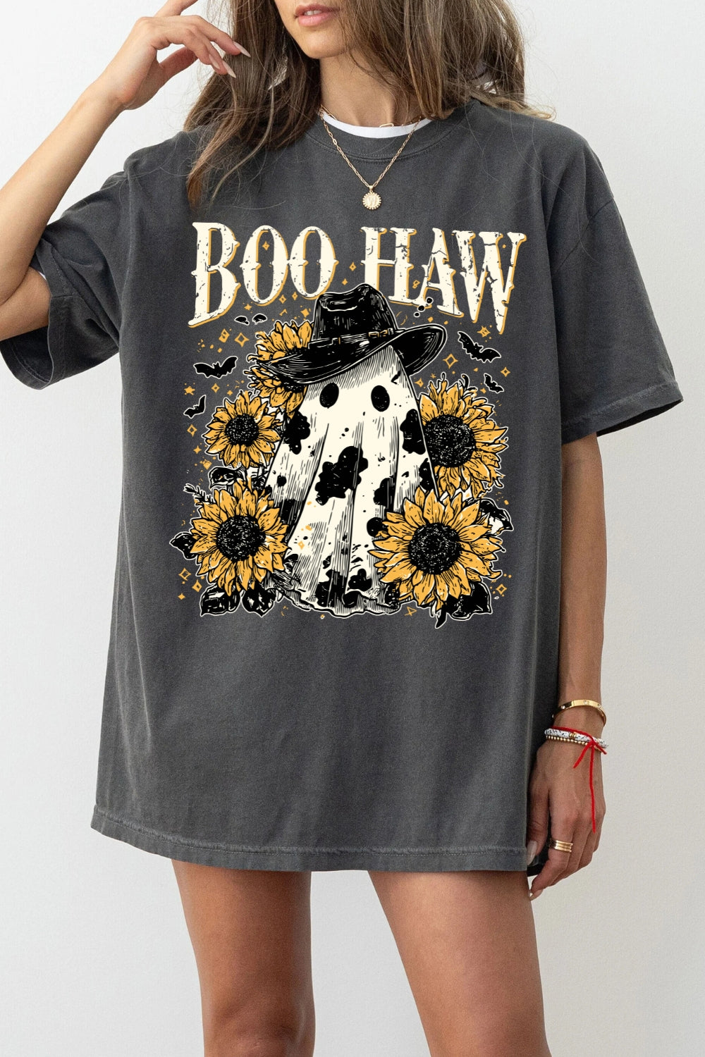 Boo Haw Cow Spot Ghost Western Tee For Women